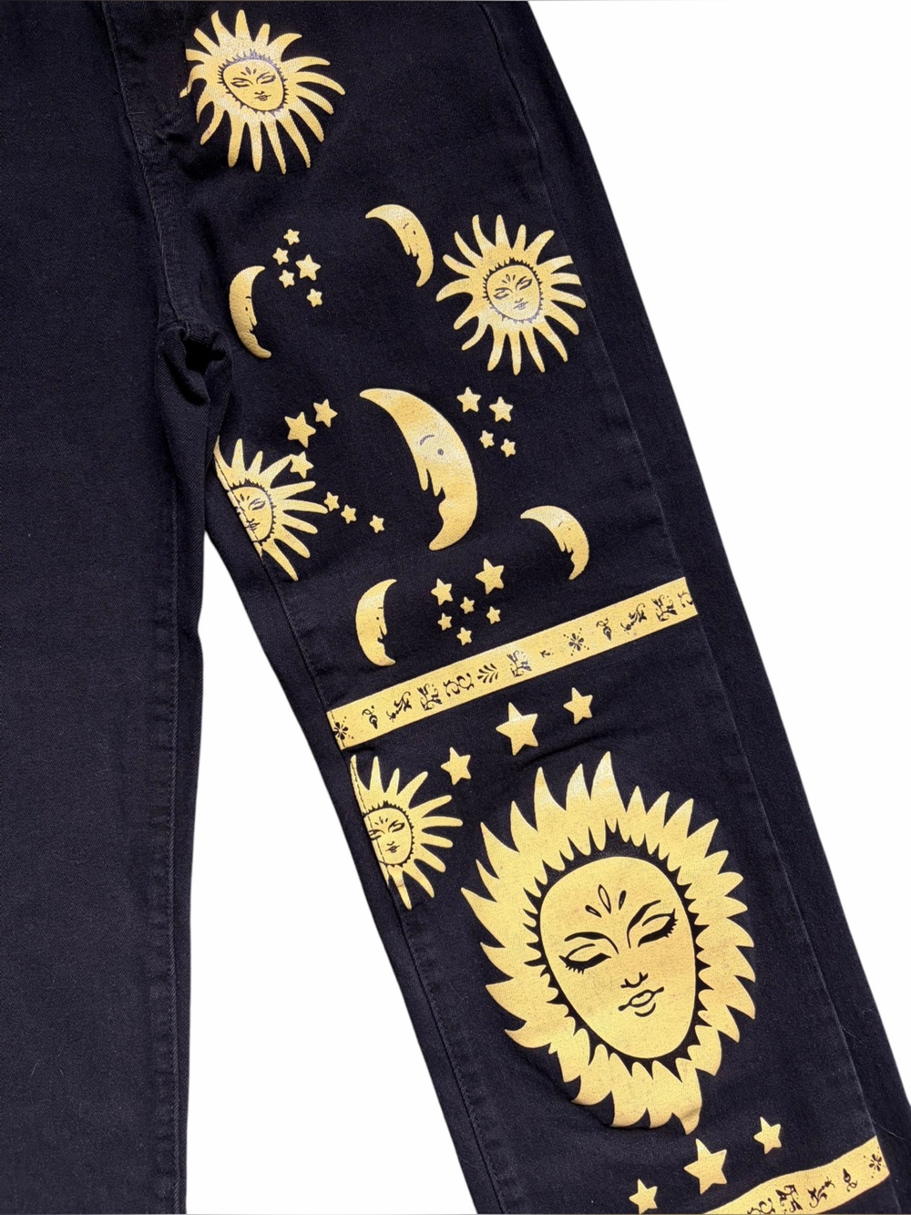 Whimsgoth Celestial Black Sun and Moon Jeans - Picture 3 of 10